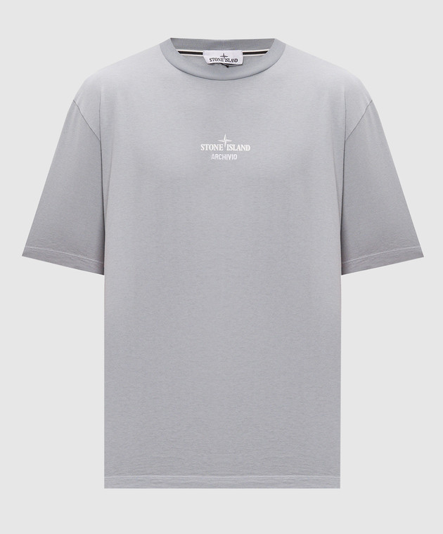 Stone Island Сіра футболка з принтом ARCHIVIO L2S152100033S0091