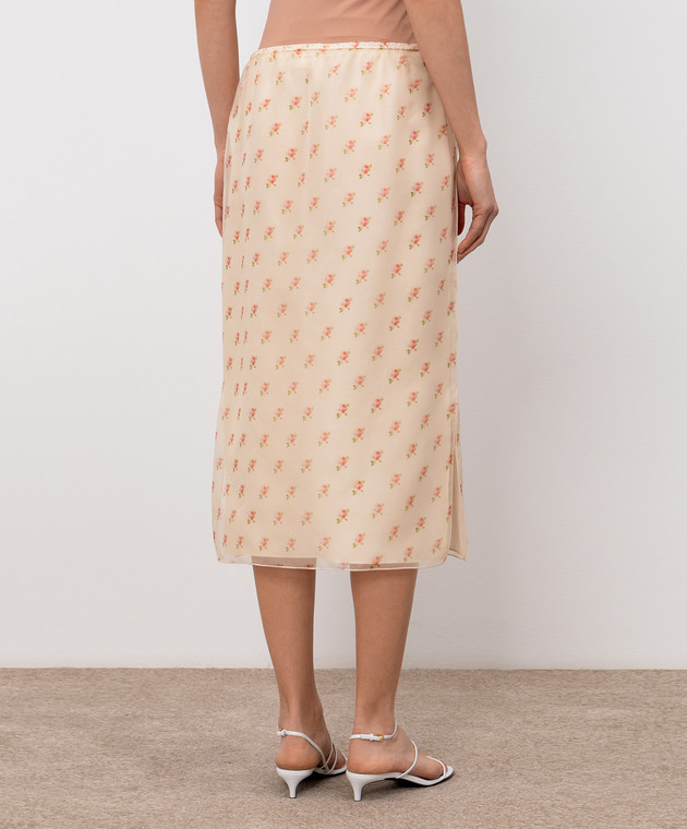 Khaite Бежевая юбка Sydni из шелка в цветочный принт 41863436 изображение 4