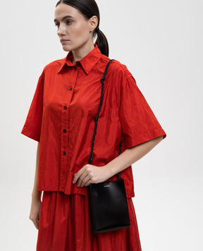 Jil Sander Черная кожаная сумка Tangle с логотипом J07WG0001P4841