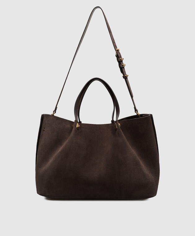 Valentino Коричневая замшевая сумка-тоут VLogo 9W2B0T82AHA изображение 4