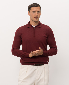 Bertolo Cashmere Бордовое поло из шерсти и шелка с молнией 90083700000658