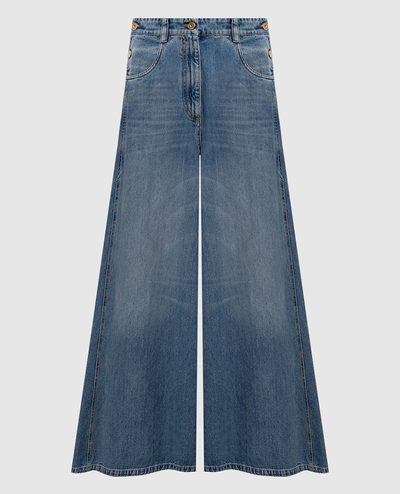 

Синий палаццо с логотип патч, Широкие джинсы