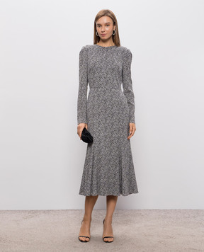 Dolce&Gabbana Черное платье с цветочным принтом F633MTFSAG0