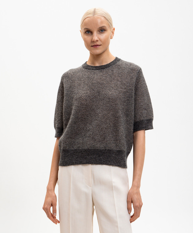 Brunello Cucinelli Серый топ с шерстью с люрексом MGG270500P изображение 3