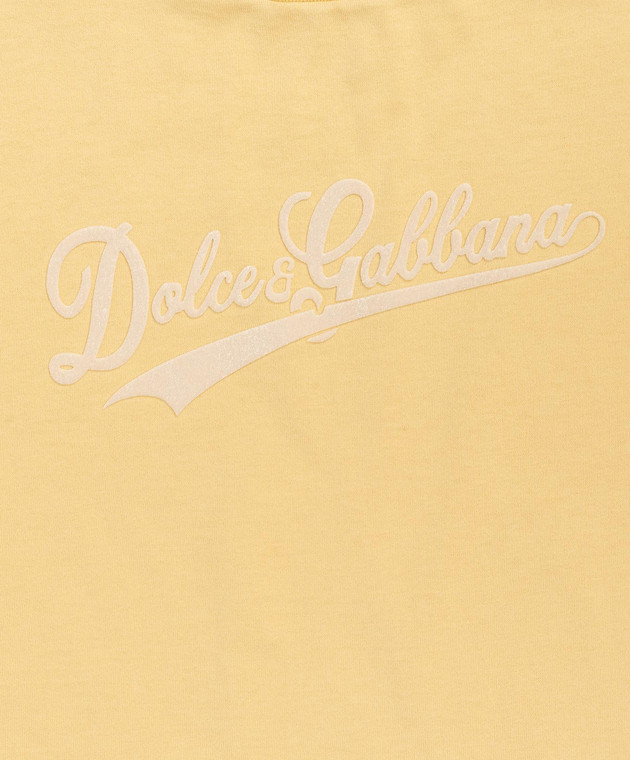 Dolce&Gabbana Детская желтая футболка с фактурным логотипом L4JTKDG7PWQ26 изображение 3