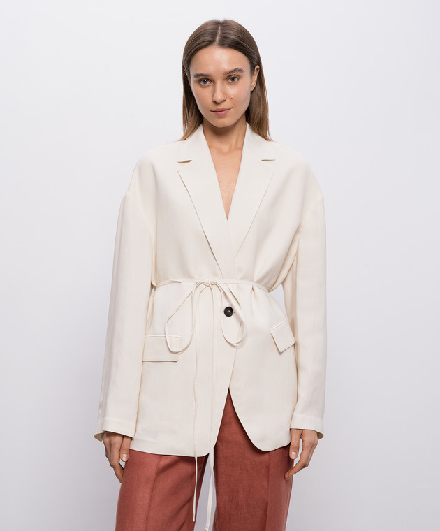 Brunello Cucinelli Жакет цвета айвори с льном MH1267591 изображение 3