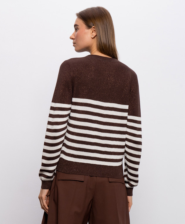 Brunello Cucinelli Коричневий джемпер в смужку з люрексом MAZ230100P зображення 4