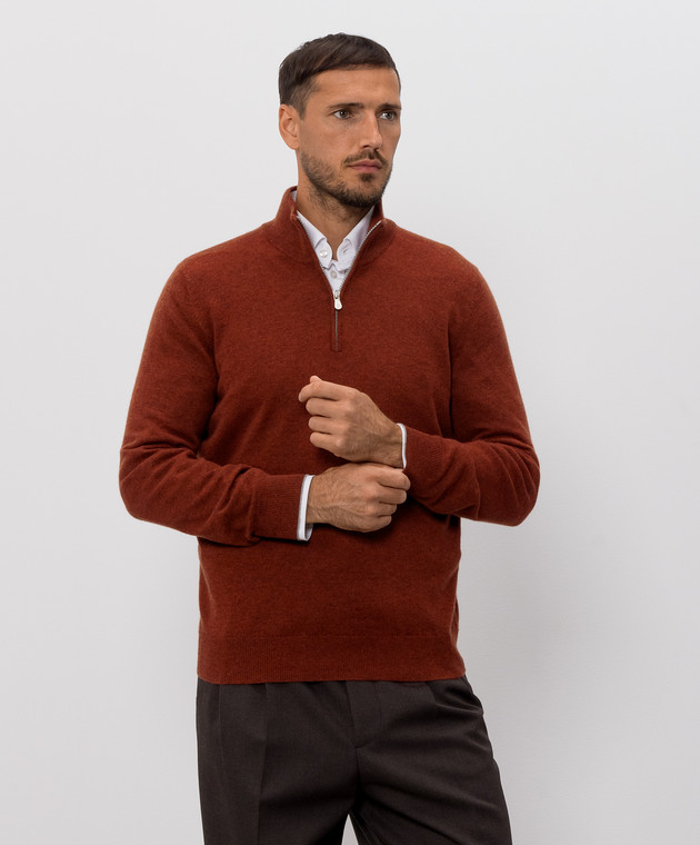 Brunello Cucinelli Терракотовый джемпер из кашемира M2200124 изображение 3