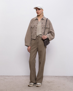 Brunello Cucinelli Коричнева джинсова куртка з льоном ML9967674