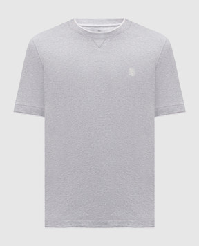 Brunello Cucinelli Серая футболка с вышивкой эмблемы M0B137451G