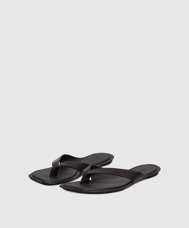 Maison Margiela MM6 Черные кожаные шлепанцы S66WP0119P7702 изображение 2