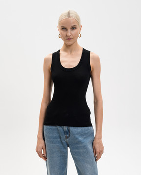 LISA YANG Чорний топ в рубчик Ina з кашеміру 2024097