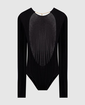 Saint Laurent Черное боди с подвеской Cassandre 876794Y38DS