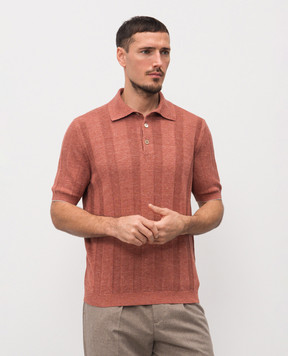 Brunello Cucinelli Коричневое поло с леном M2L707815