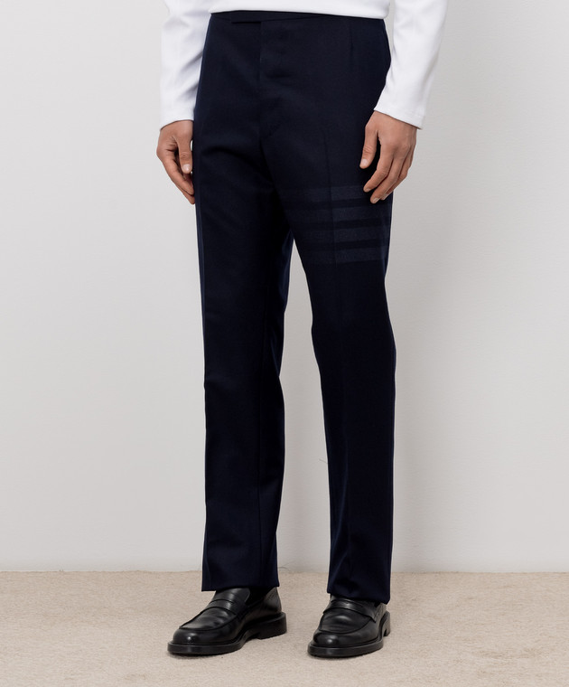 Thom Browne Синие брюки из шерсти и кашемира MTC001A06393 изображение 3