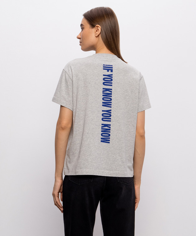 Jil Sander Серая меланжевая футболка с принтом J02GC0175J45048 изображение 4