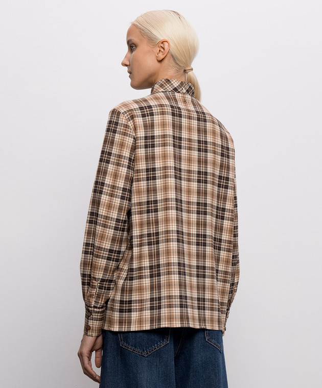 Twinset Коричнева сорочка в клітинку з паєтками 262AP2300 зображення 4