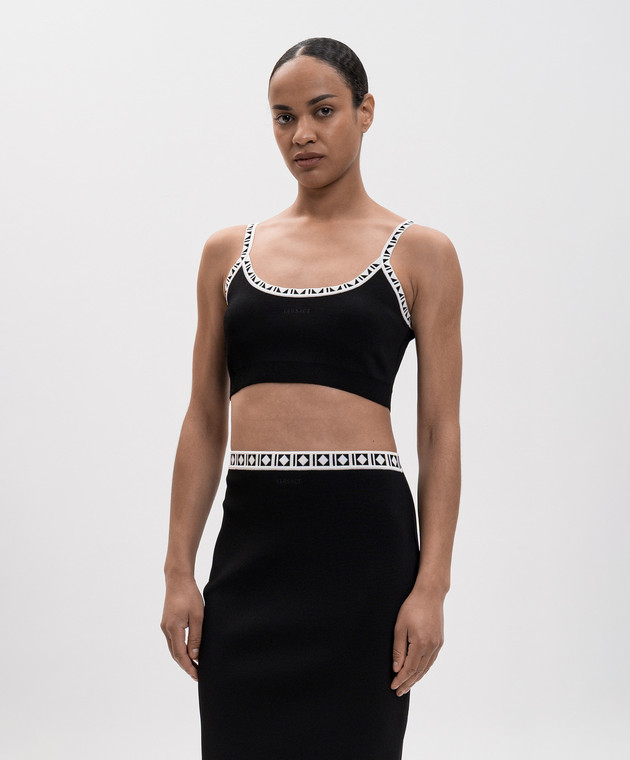 Versace Черный топ с вышивкой логотипа 10253561A18357 изображение 3