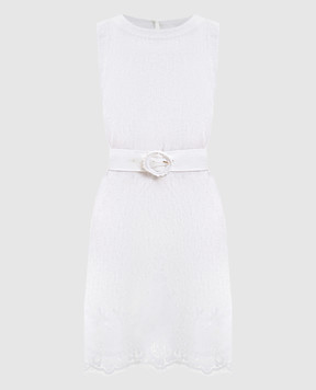 Twinset Белое платье мини из льна с кружевом 261TT2180