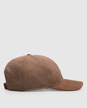 Brett Johnson Коричнева кепка з кашеміру та нубука FW26CAP1LP701CHE