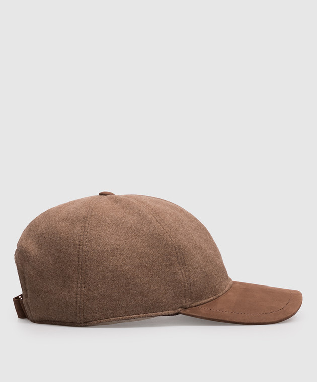 Brett Johnson Коричнева кепка з кашеміру та нубука FW26CAP1LP701CHE зображення 3