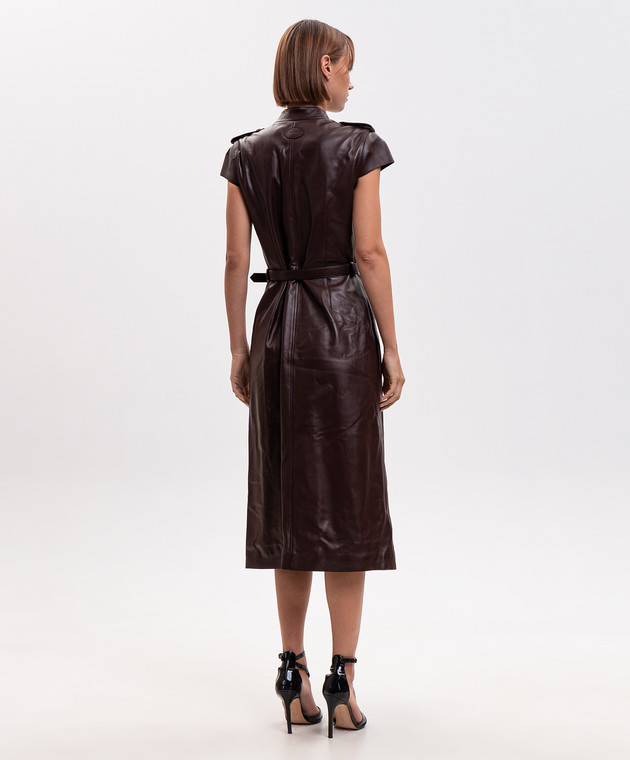Alexander McQueen Бордовое кожаное платье 876456Q5ARX изображение 4