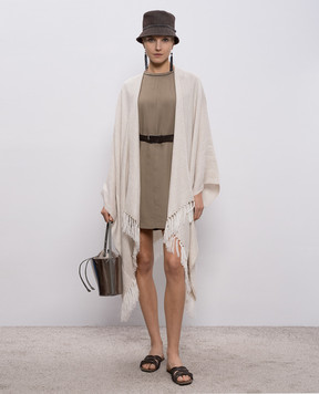 Brunello Cucinelli Коричневое платье с леном MH126AFR72
