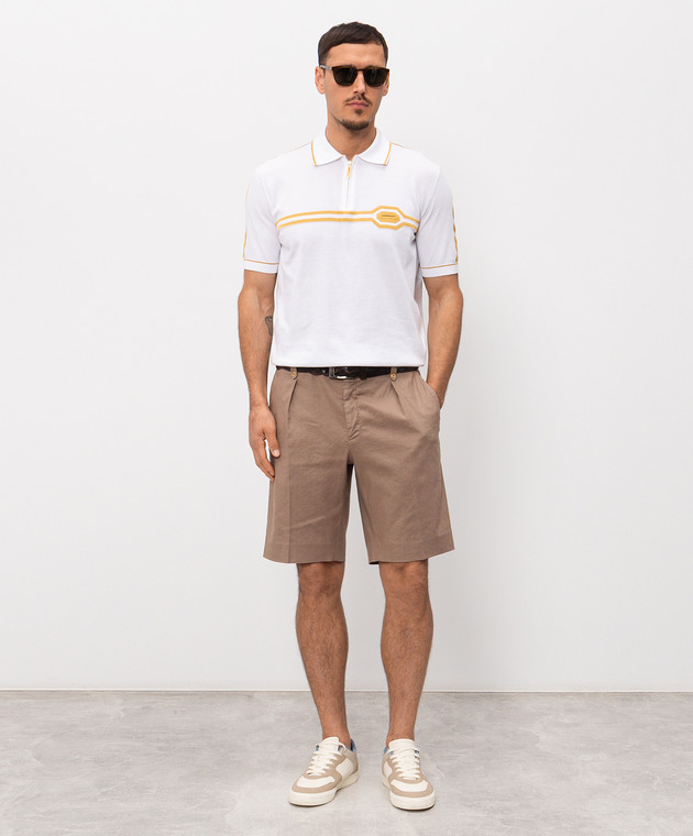 Stefano Ricci Белое поло с шелком K818119P31F26285 изображение 2