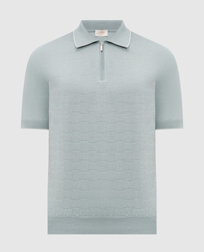 Castangia dal 1850 Зелене поло з шовком у візерунок NCCA08MCE26