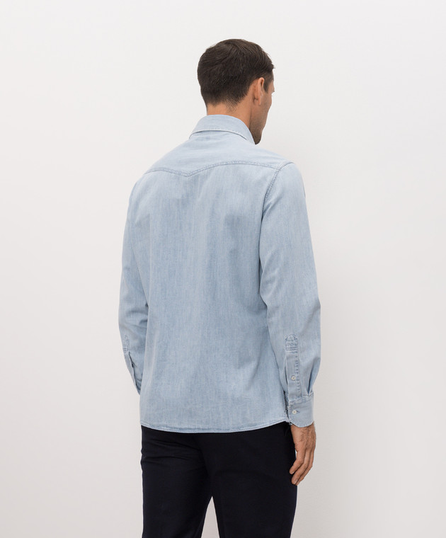 Brunello Cucinelli Голубая джинсовая рубашка MH1924008 изображение 4
