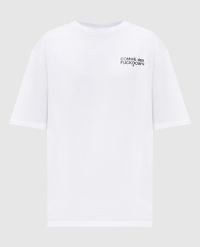 Comme des Fuckdown Біла футболка з контрастним принтом логотипа та емблеми FMS6CFABM01995