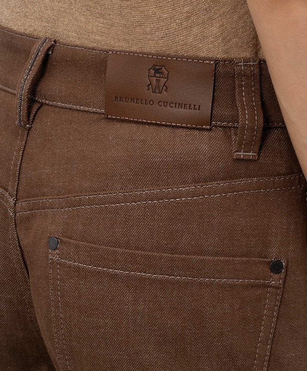 Brunello Cucinelli Коричневые джинсы с патчем логотипа MP134P4021 изображение 5