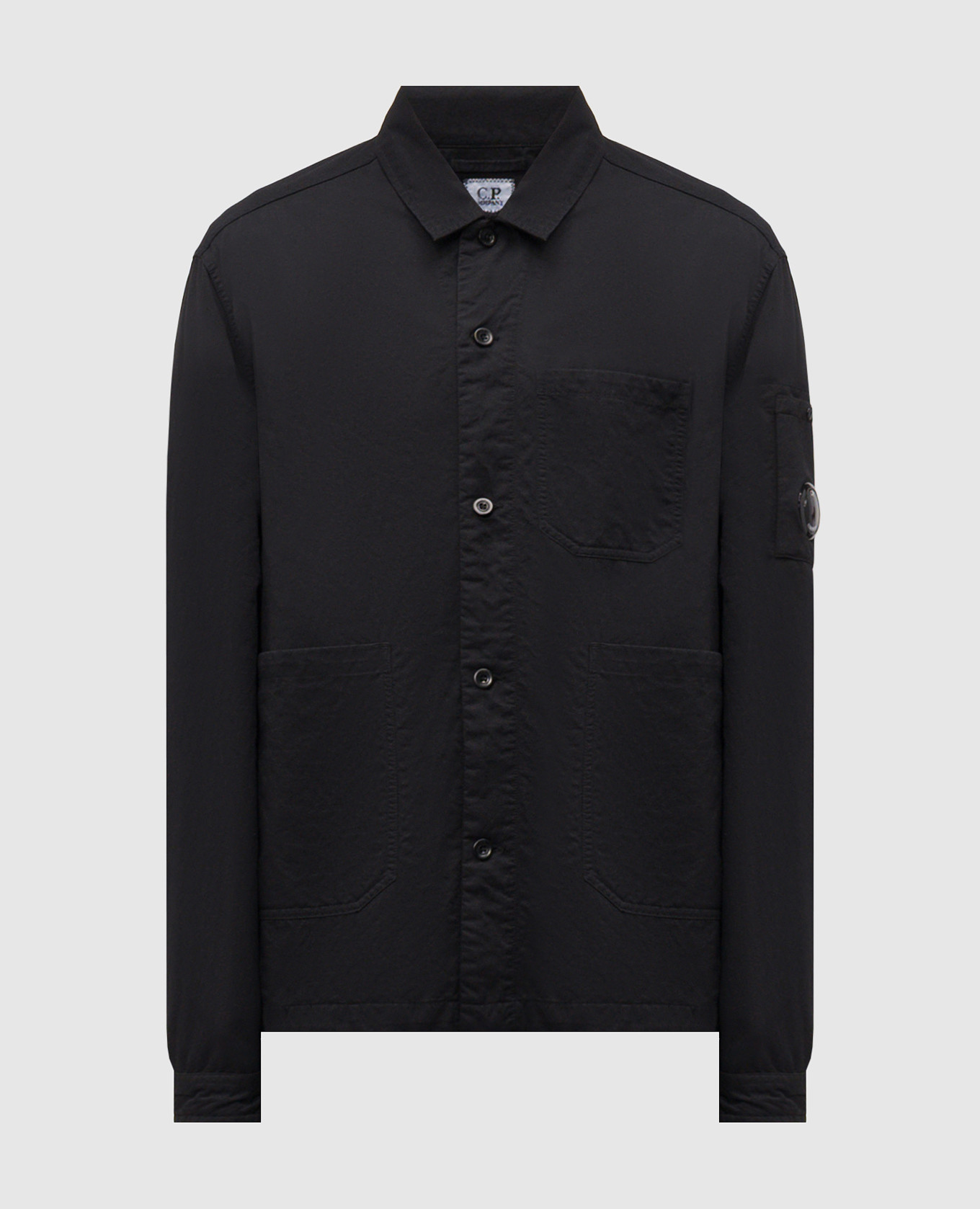 

Черная рубашка с логотип патч, Черный, Рубашки