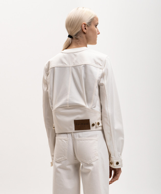 Balmain Джинсовая куртка цвета айвори HF1TC225DG14 изображение 4