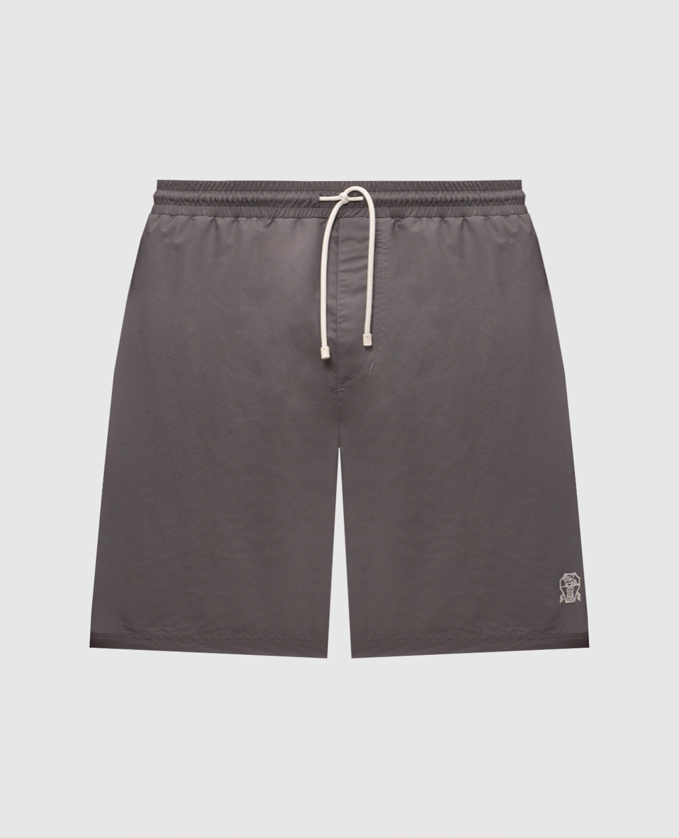 Серые шорты для плавания с вышивкой эмблемы