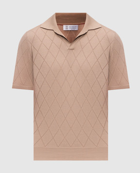 Brunello Cucinelli Коричневое поло с геометрическим узором M29806505P