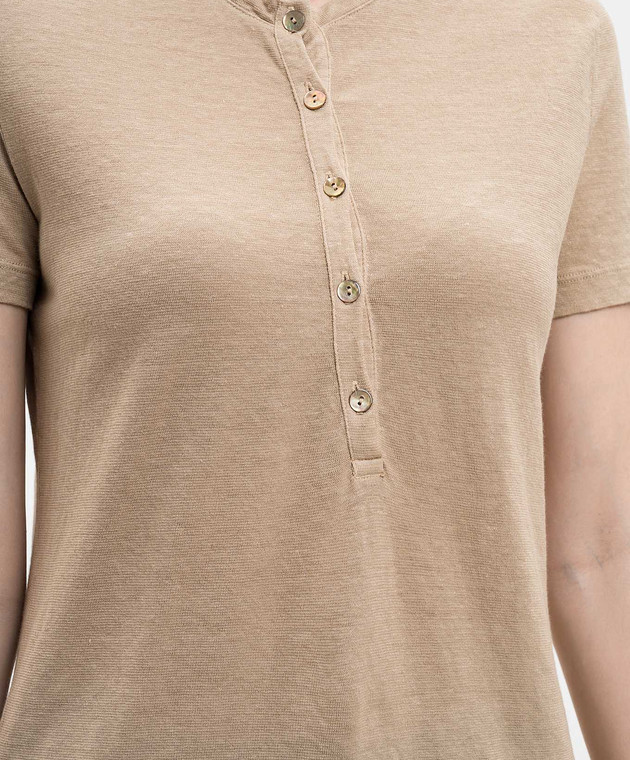 Solotre Бежевая футболка с леном M1AB0132 изображение 5