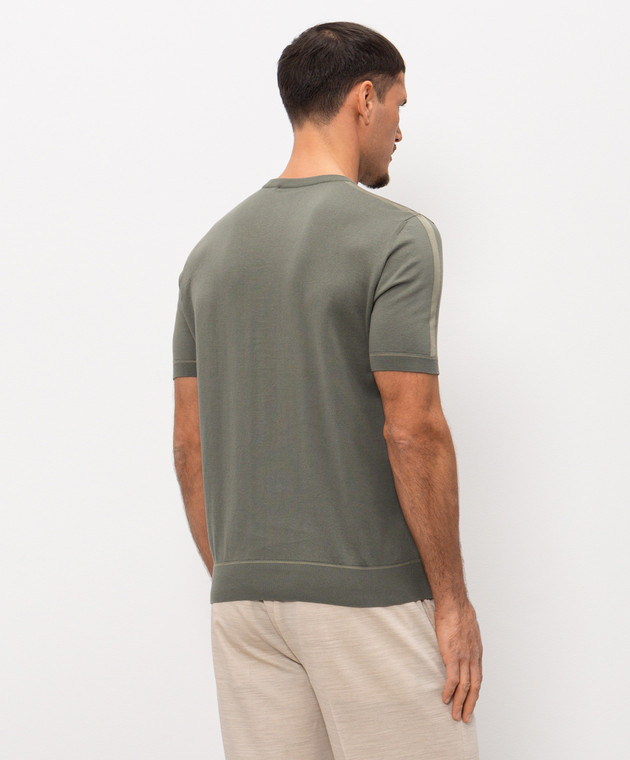 Stefano Ricci Футболка цвета хаки с шелком K818119G10F26285 изображение 4