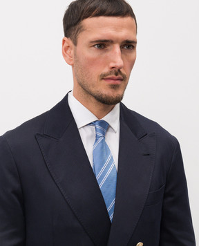 Brunello Cucinelli Блакитна краватка із шовку у візерунок MR8380018