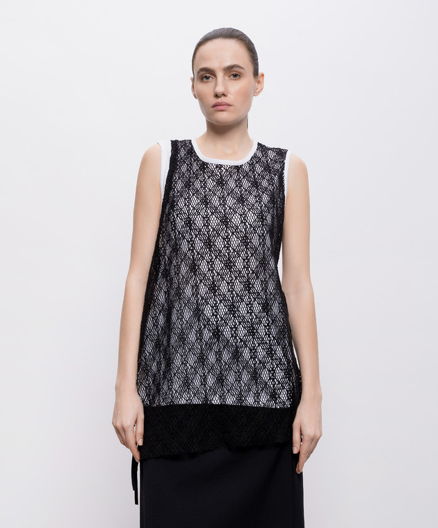 Y`S Yamamoto Белая майка с ажурной вставкой YKT15065 изображение 3