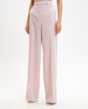 Max Mara Розовые брюки с высокой посадкой GIRONE из шерсти, кашемира и шелка MXMGIRONE
