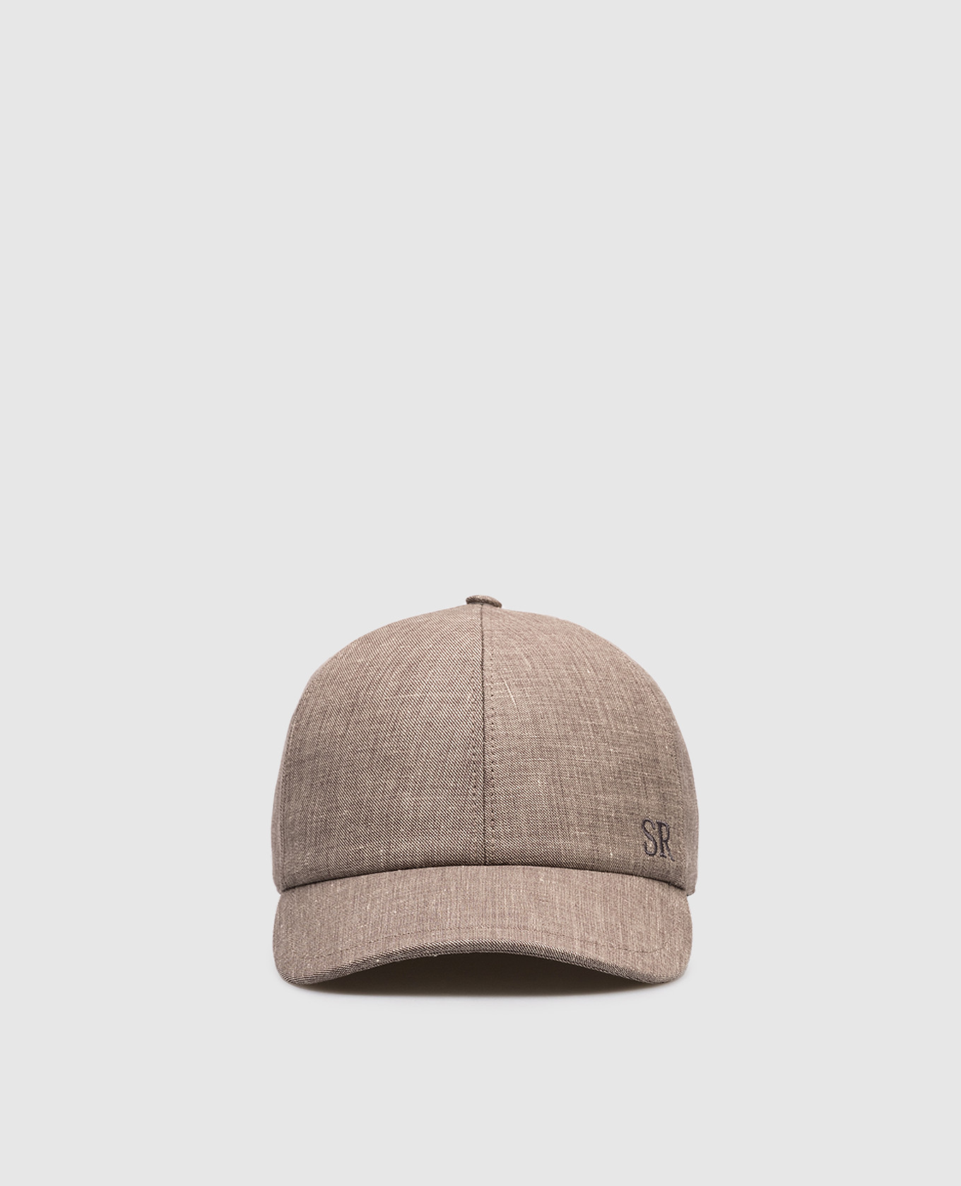 Коричневая кепка из льна, шерсти и шелка