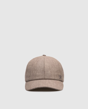 Stefano Ricci Коричнева кепка з льону, вовни та шовку MCV61NV18FB127HA