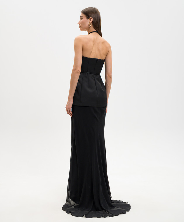 Max Mara Sportmax Чорна сукня із шовком з відкритою спиною SPXPINNE зображення 3