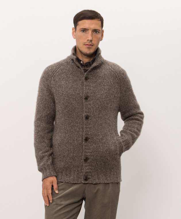 Brunello Cucinelli Коричневый кардиган из кашемира и шелка MET302106 изображение 3