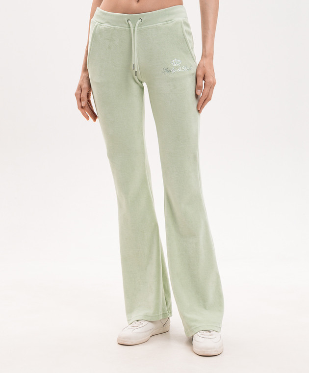 Sporty & Rich Зеленые велюровые спортивные штаны Juicy PA067716689GR33 изображение 3
