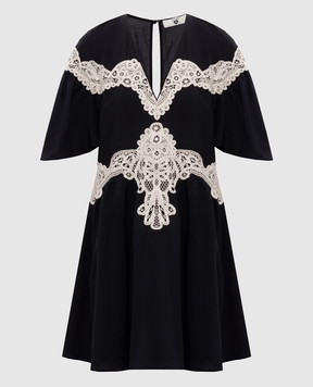 Twinset Черное платье мини с кружевом 261LM2DCC