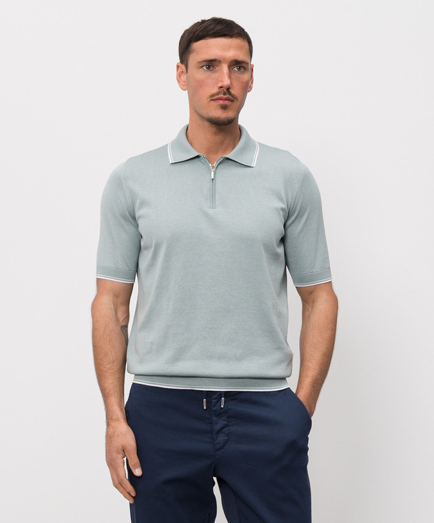 Castangia dal 1850 Зелене поло з шовком NCCA32MCE26 зображення 3