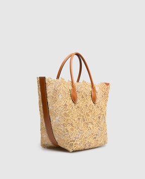 Ermanno Scervino Бежевая сумка-тоут с вышивкой D483S415PYV