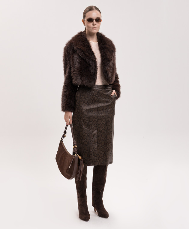 Twinset Коричневая юбка с тиснением под кожу рептилии 262TT2281 изображение 2